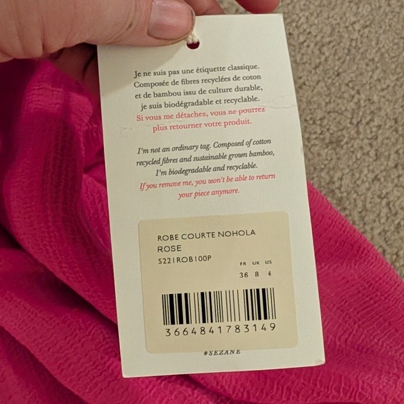 Sezane NWT Nohola Mini Dress Rose Pink Halter Ruffle Tie Back Belted- Size 4 - Picture 5 of 8